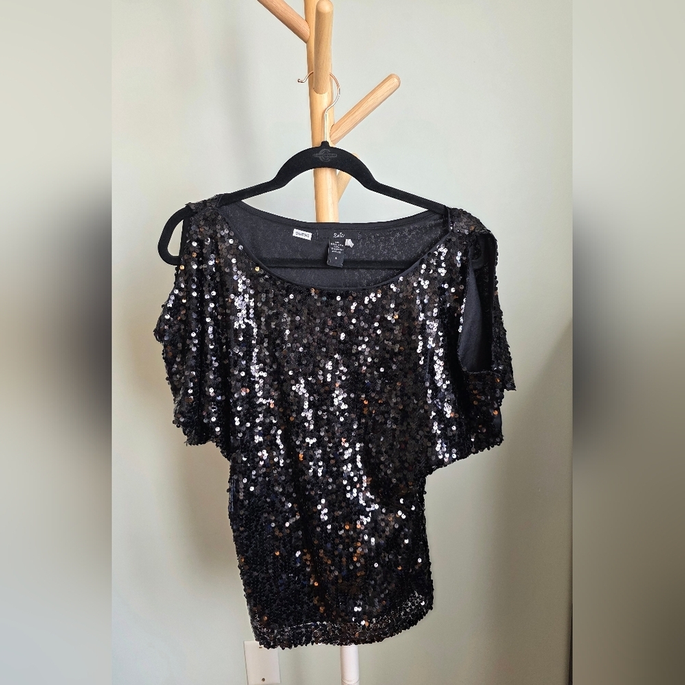 Sequin Black Top - Christmas And New Year's Party